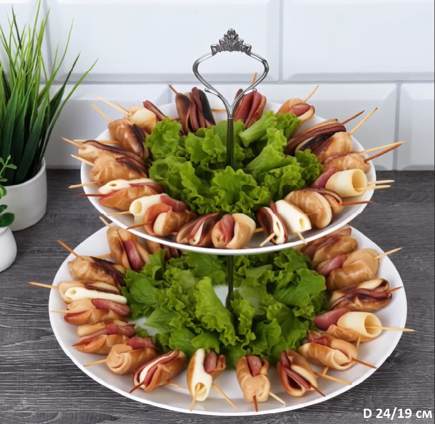 Ваза Фуршетница 2-х ярусная Евро Дэй белая / FLMLQP75/95 (WHITE) /уп 12/ 724014