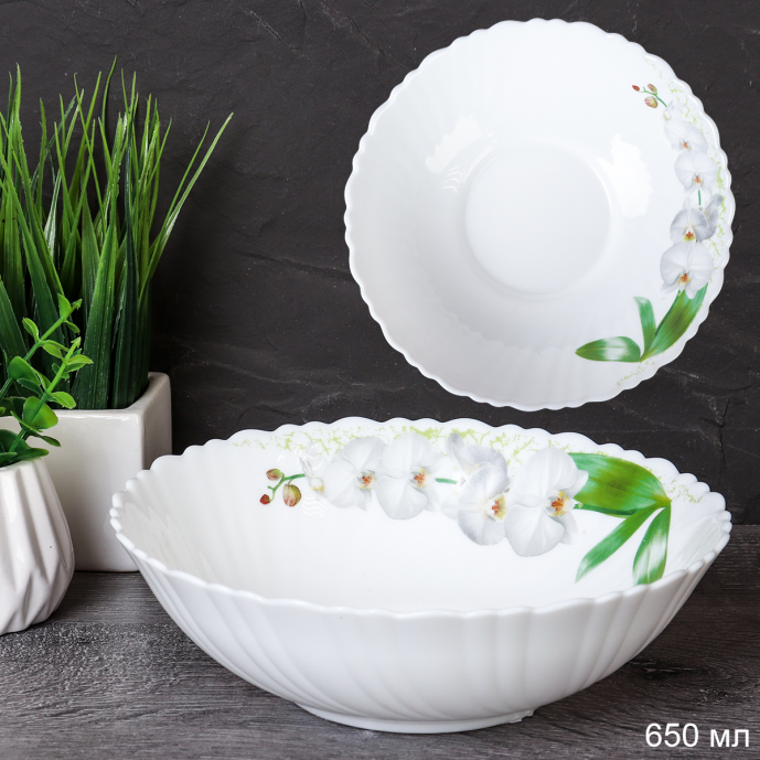 Тарелка глубокая суповая 650 мл 175 мм / O302007CE BB408-1 /уп 6/24/ Белая орхидея/731892