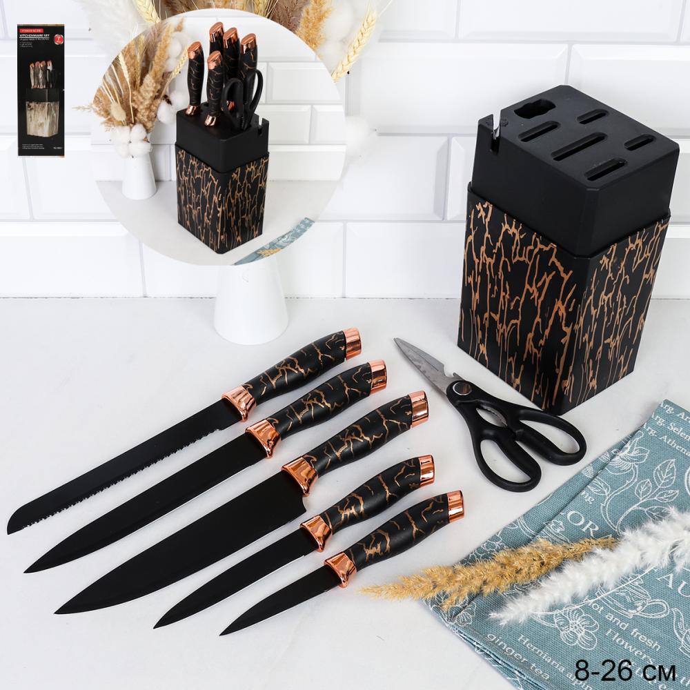 Набор кухонных ножей на подставке 7 предметов / WG-607 /уп 12/