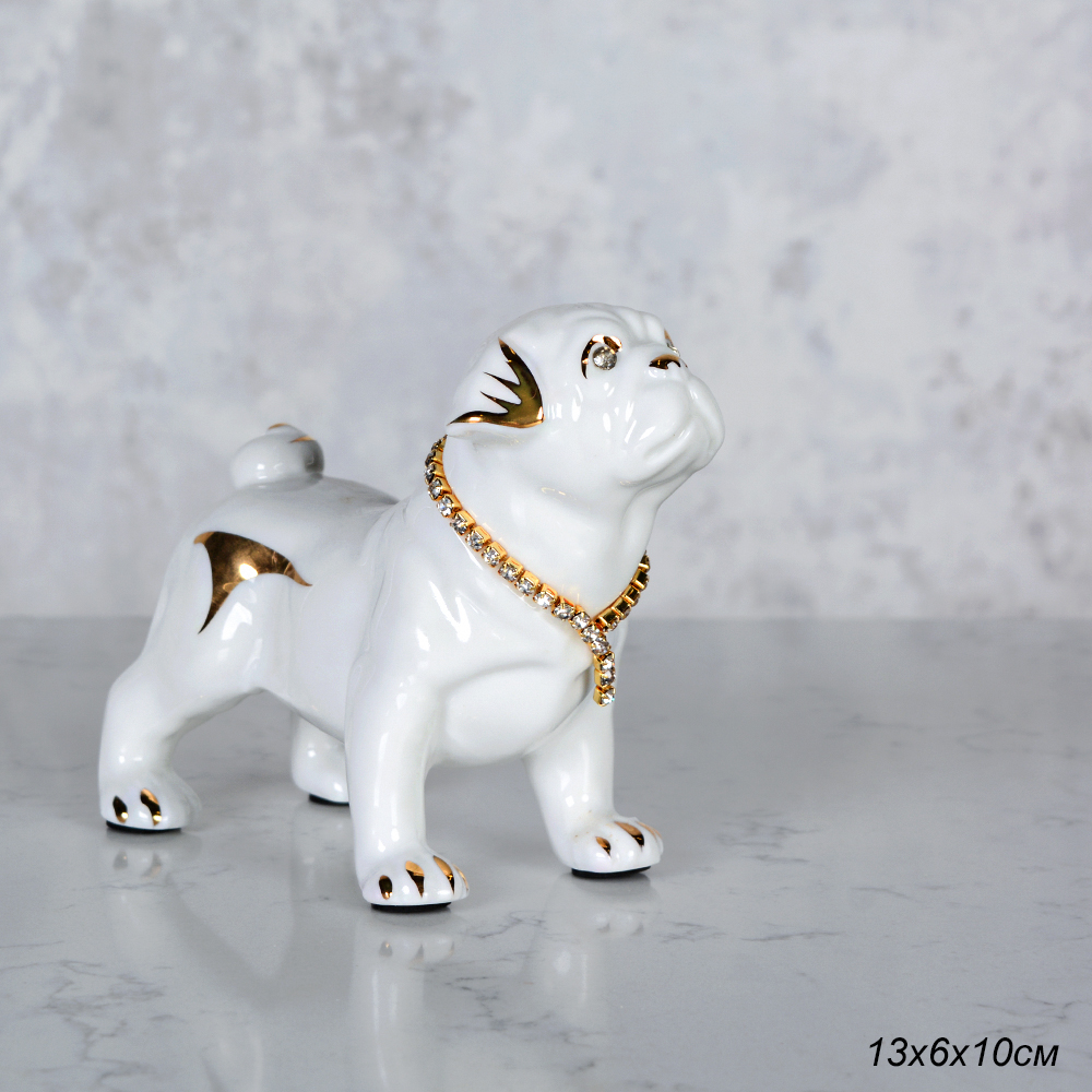 Статуэтка Собака белая 13х6х10 см / B3033-4 /уп 48/стразы