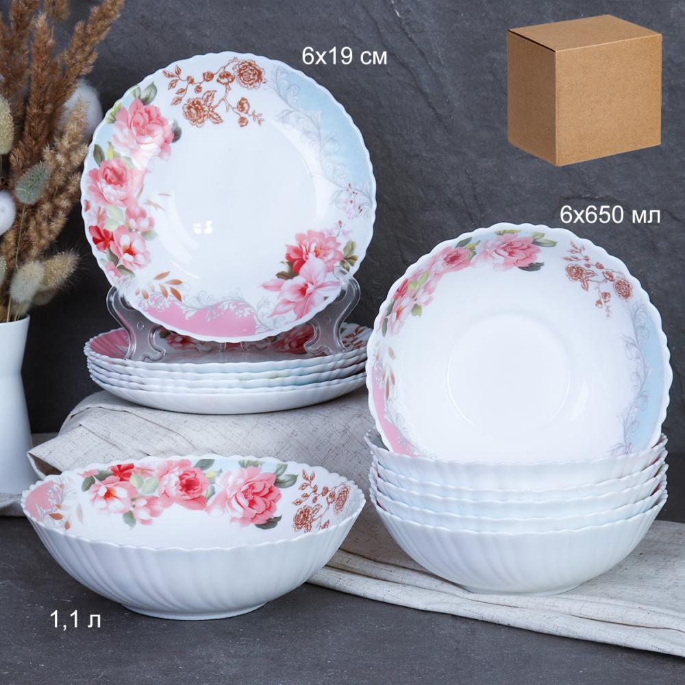 Столовый набор 13 предметов / GRAY-13/7578 (6801)  /уп 2/ Розы на голубом