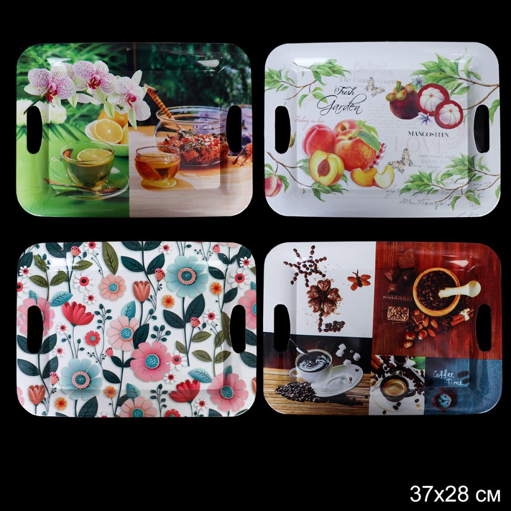 Поднос прямоугольный с ручками 37х28 см / 3835 /уп 60/