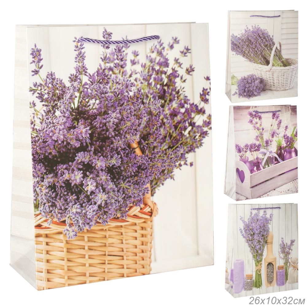 Пакет подарочный 26х32х10 Лаванда / 5291-M /уп 12/480/*