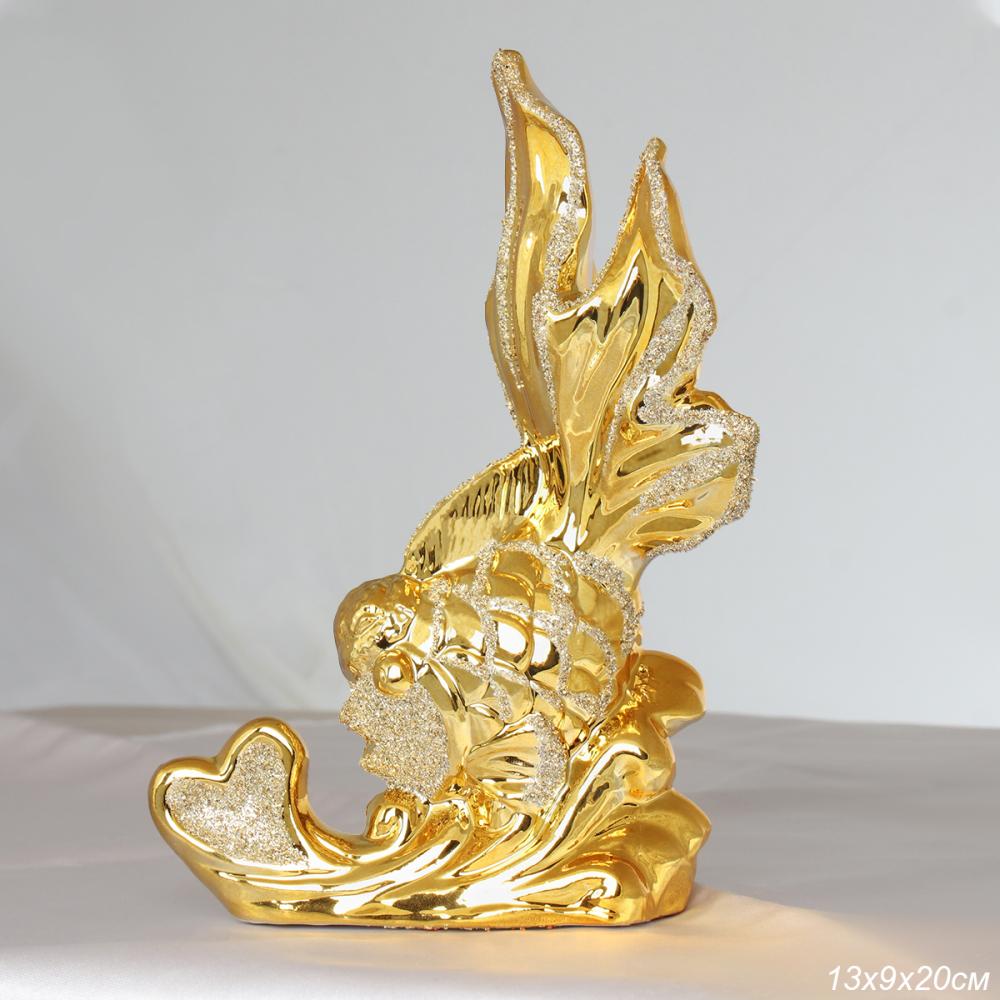 Статуэтка Золотая рыбка 20 см / W3351 /уп 36/золото