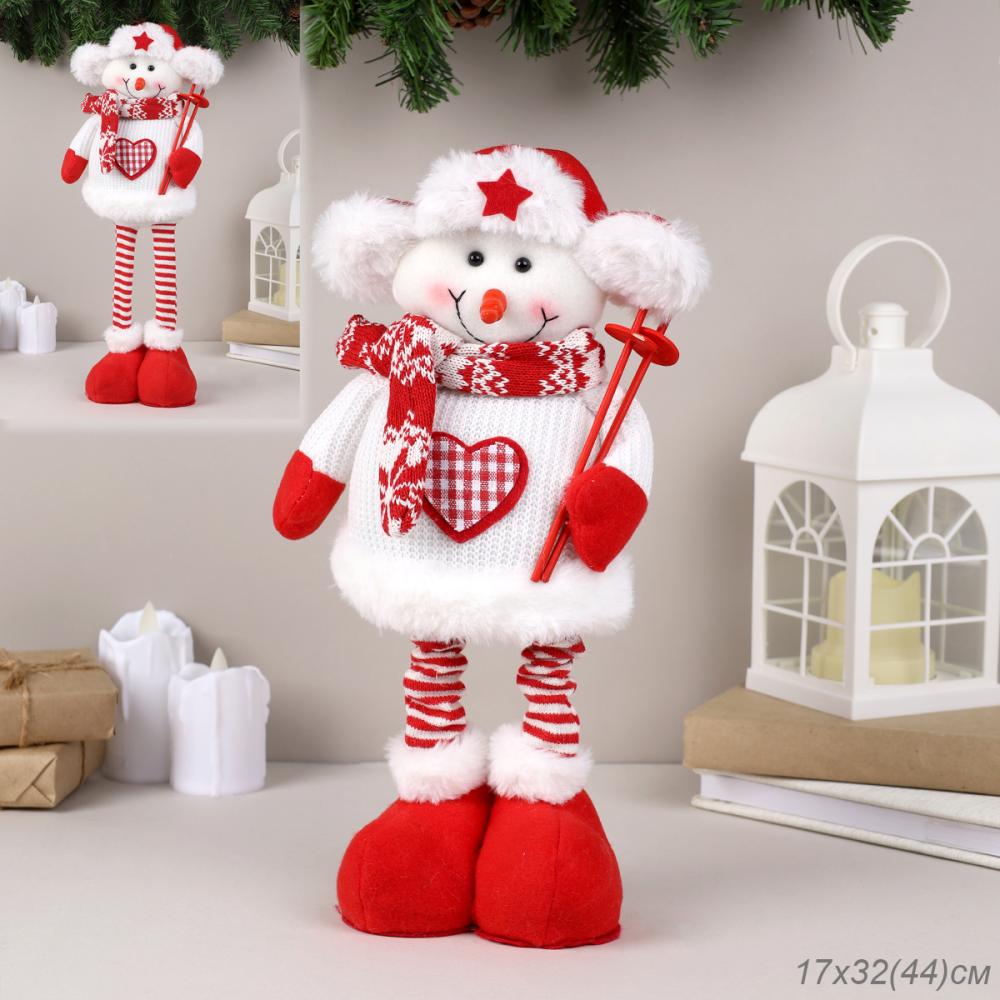 Новогоднее украшение Снеговик на телескопических ножках 32/44 см / NA110 /уп 60/