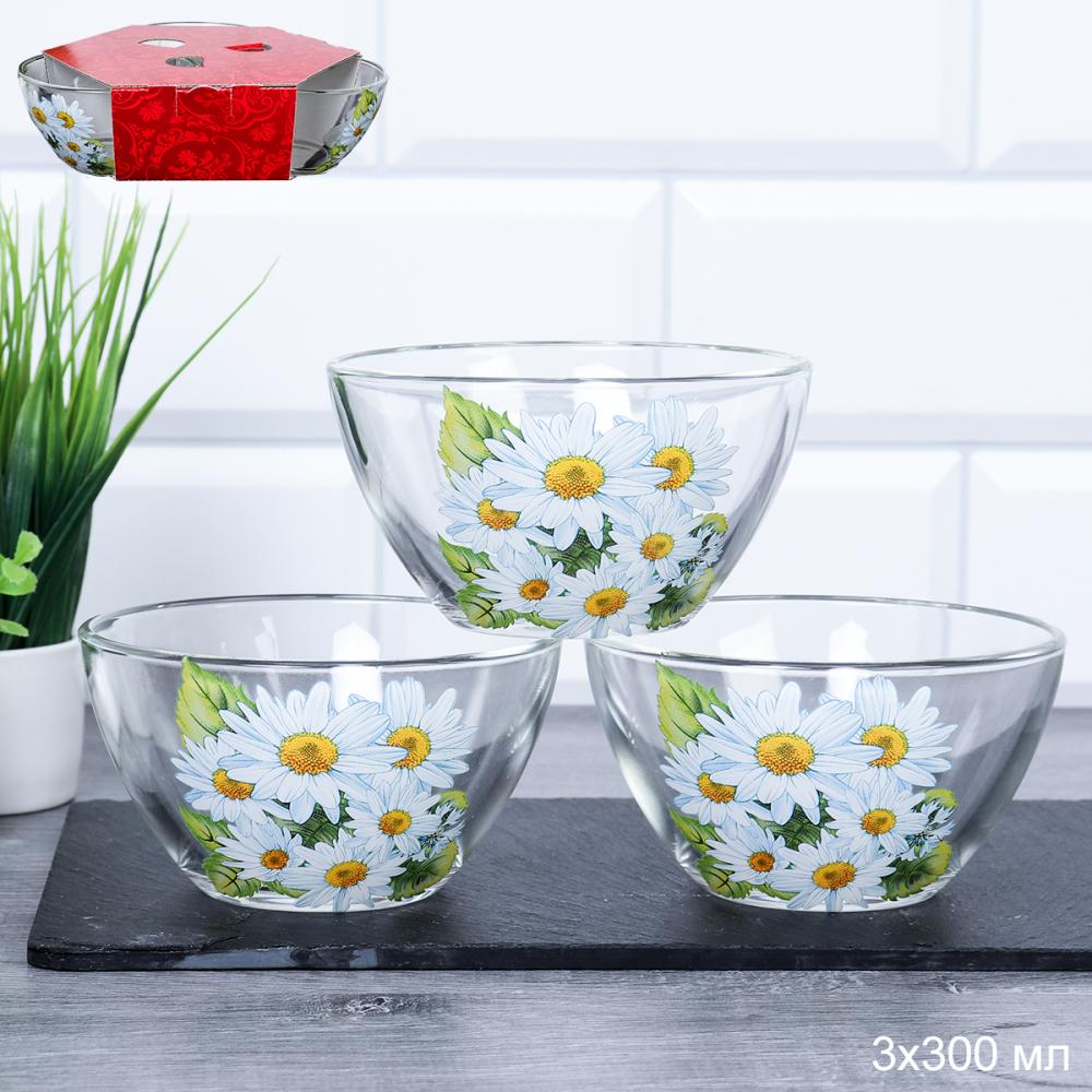 Салатник 3 штуки Ромашки 11 см / Д1323/101ромашки /уп 4/h=60 мм АКЦИЯ