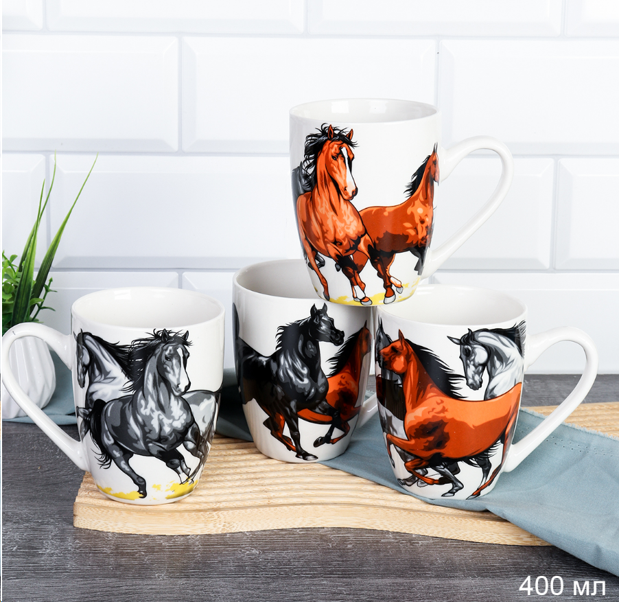 Кружка 400 мл Лошади / AA-304-90 /уп 72/ микс 4