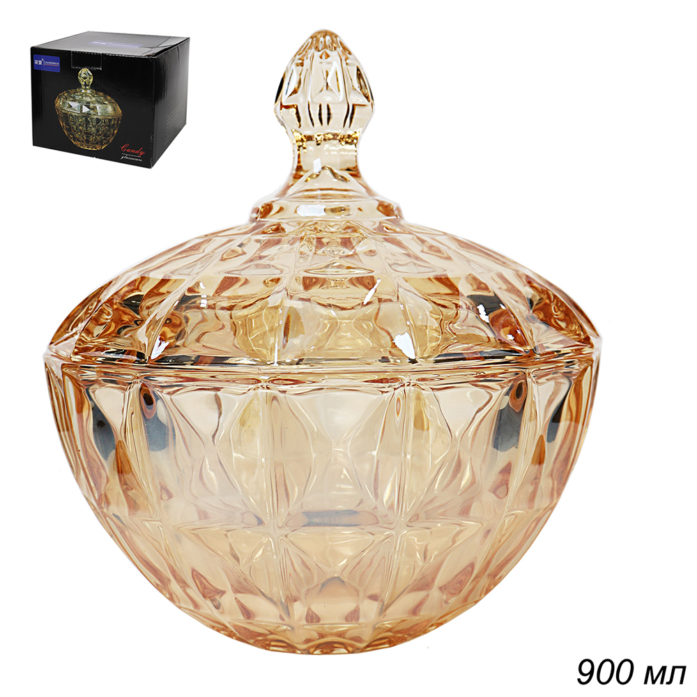 Банка для конфет 900 мл тонированная янтарь /SQ-423 /уп 12/