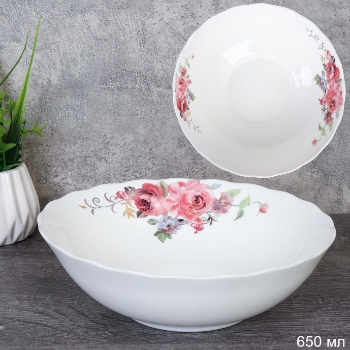 Тарелка глубокая суповая 650 мл 175 мм / HW70 (2024) /уп 6/48/ Розовая композиция/735509