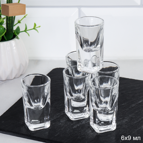 Стопка 10 мл Квадрат / HY2004 /уп 48/ ШТУЧНО