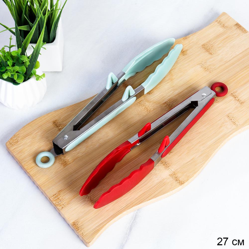 Щипцы металл силикон 27 см с подставкой / GR-460 /уп 200/ 0,12/ 27,5х26х3