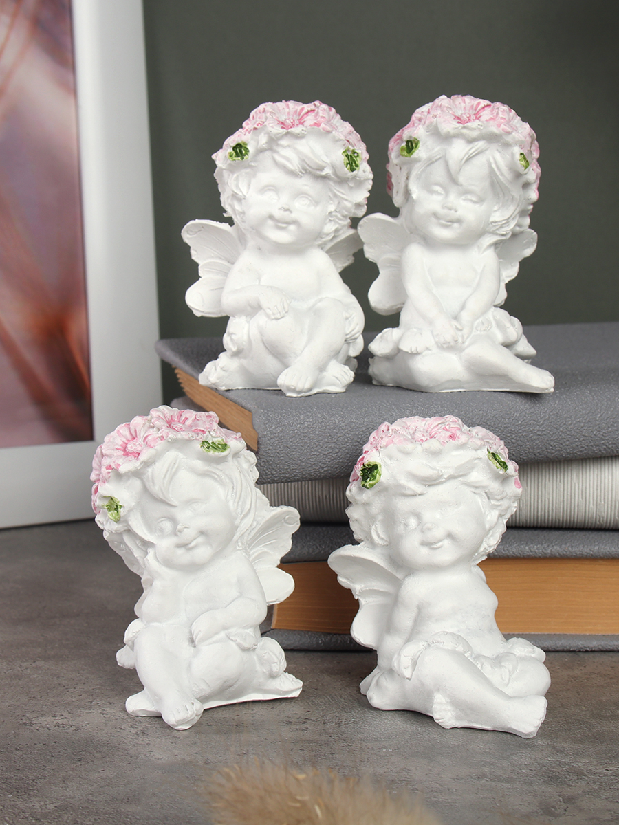 Фигурка Ангел 7 см / Q306-H /уп 4/240/розовые цветы