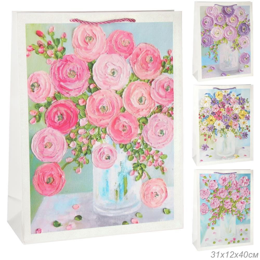 Пакет подарочный 31x40x12 Цветы / 24089L /уп 12/360/