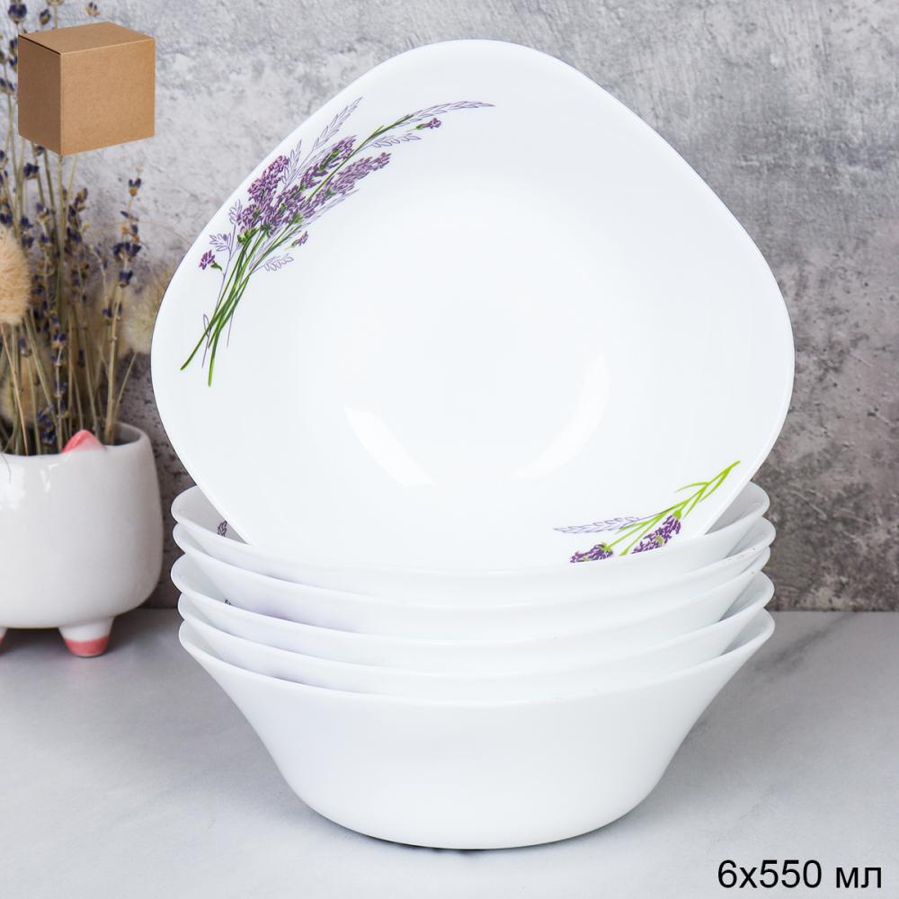Набор суповых квадратных тарелок 6 штук 550 мл 152 мм / FSW-65XN (7131-3) /уп 10/ Букет лаванды