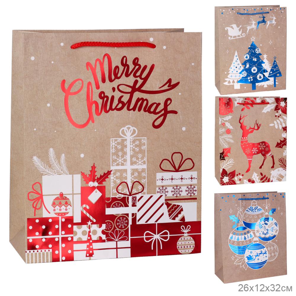 Пакет подарочный 26x32x12см Новый год / 6581L /уп 12/384/210г