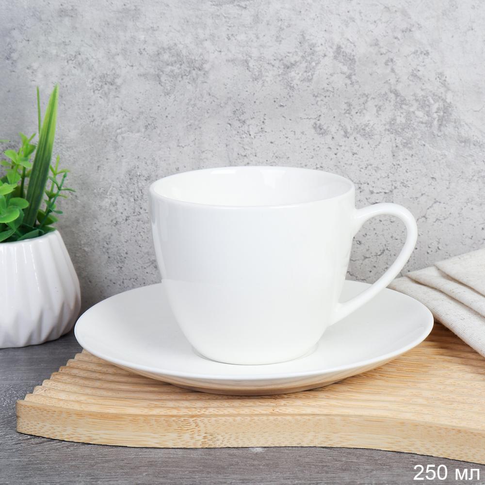 Чайная пара 2 предмета 250 мл ПАРА Белый / YF8005 /уп 48/ Костяной Акция