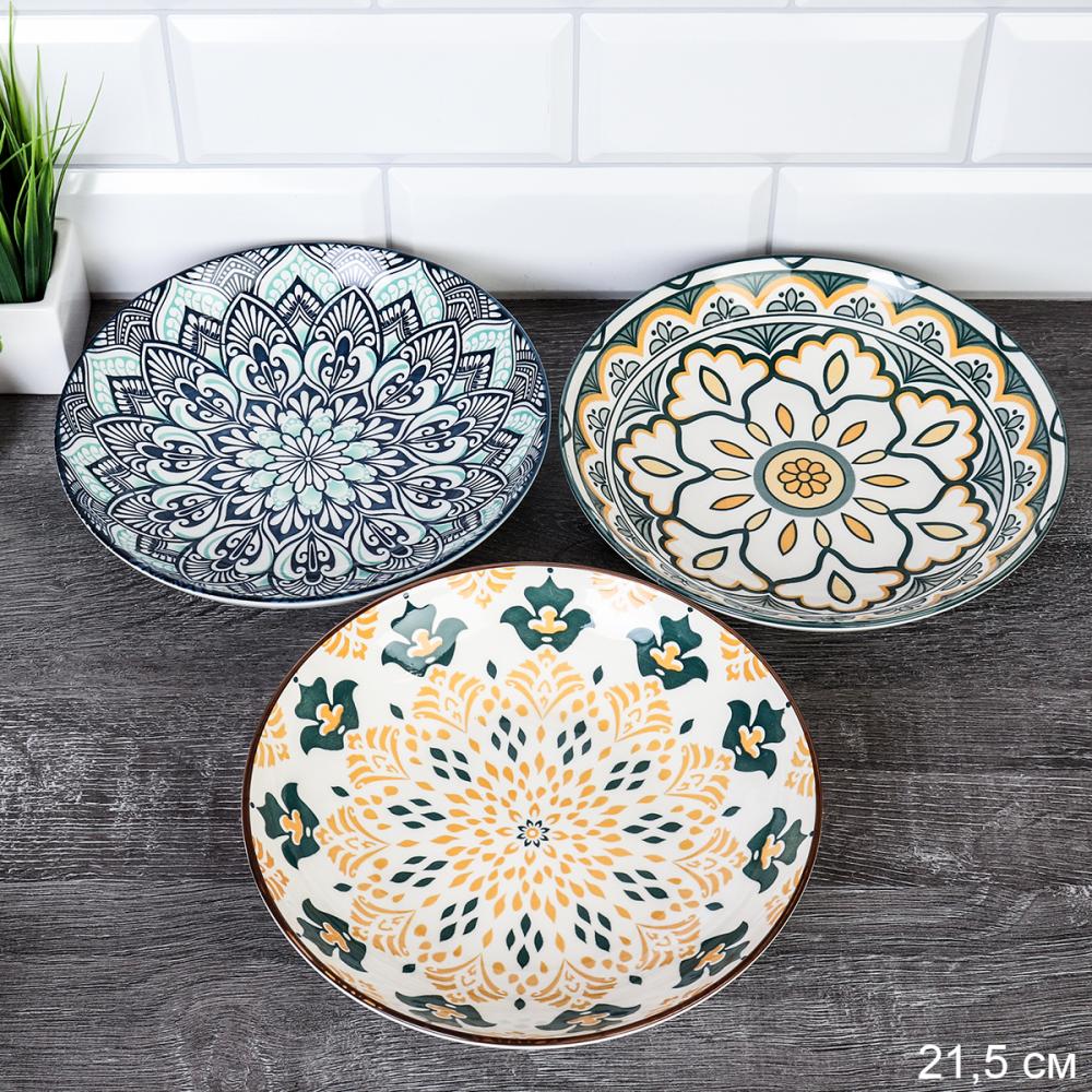 Блюдо круглое глубокое 21,5 см / ZY013 /уп 60/ керамика