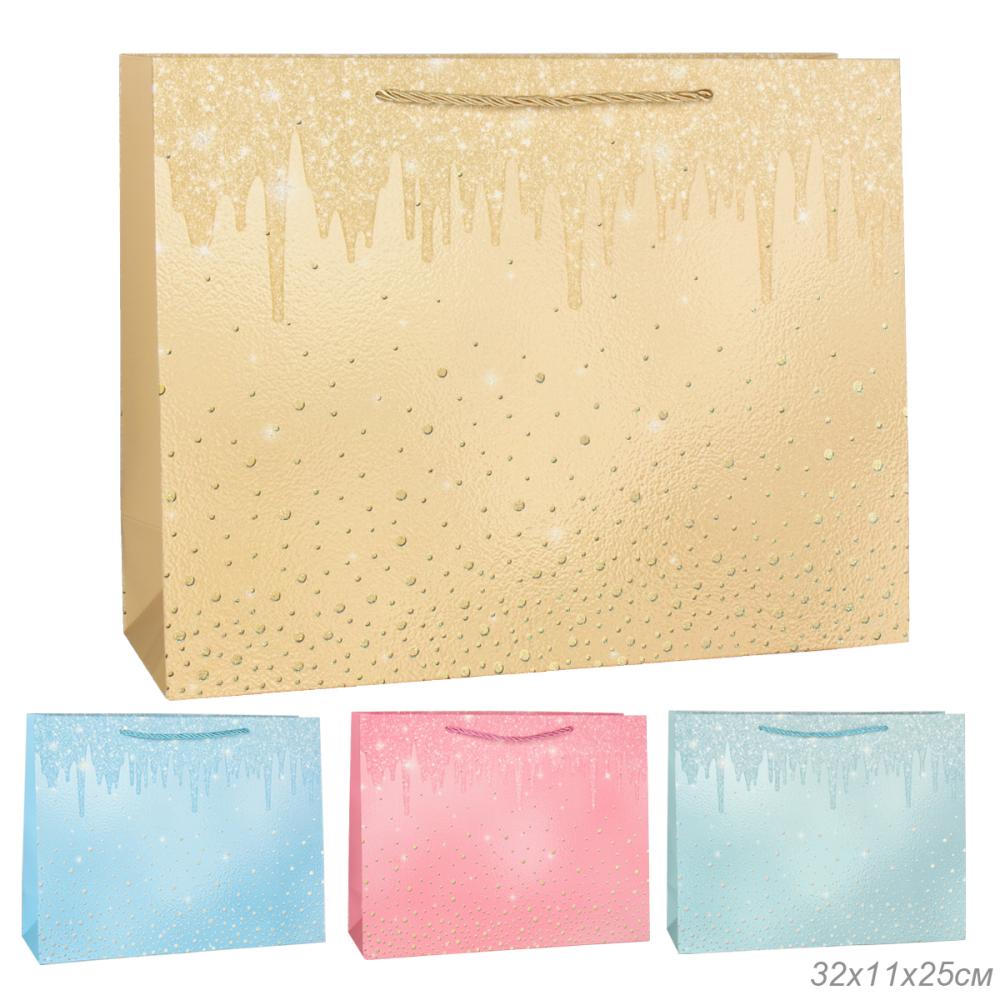 Пакет подарочный 25х32х11 / 1615-1 /уп 12/480/горизонтальный