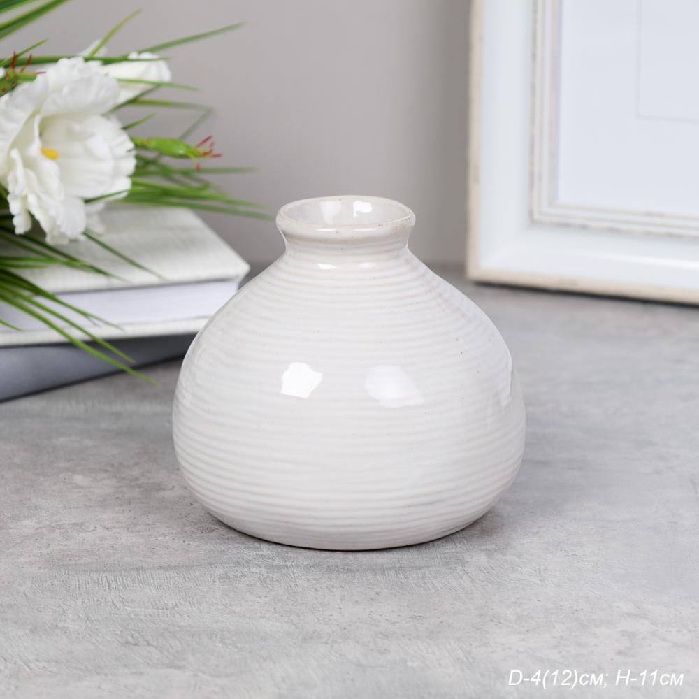 Ваза 11 см белая Вкрапления FLM-87 (уп 18) без ин/уп