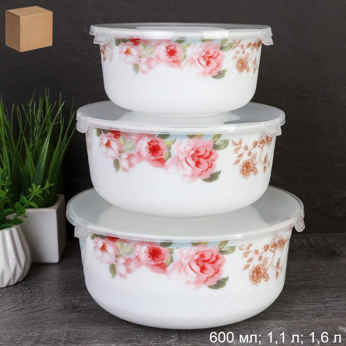 Форма для холодца с крышкой 3 предмета / GRAY-HDW3B (6801) /уп 12/ Розы на голубом/727998
