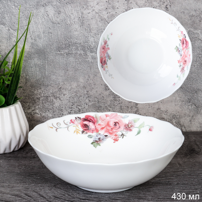 Тарелка глубокая суповая 450 мл  152 мм / HW60 (2024) /уп 6/72/ Розовая композиция 735466