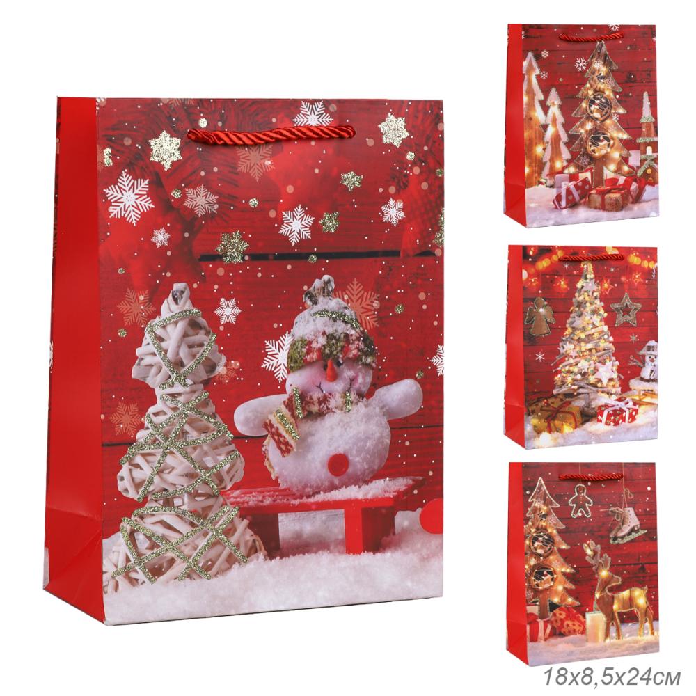 Пакет подарочный 18х24х8,5 / 5655-S /уп 12/720/Новый год