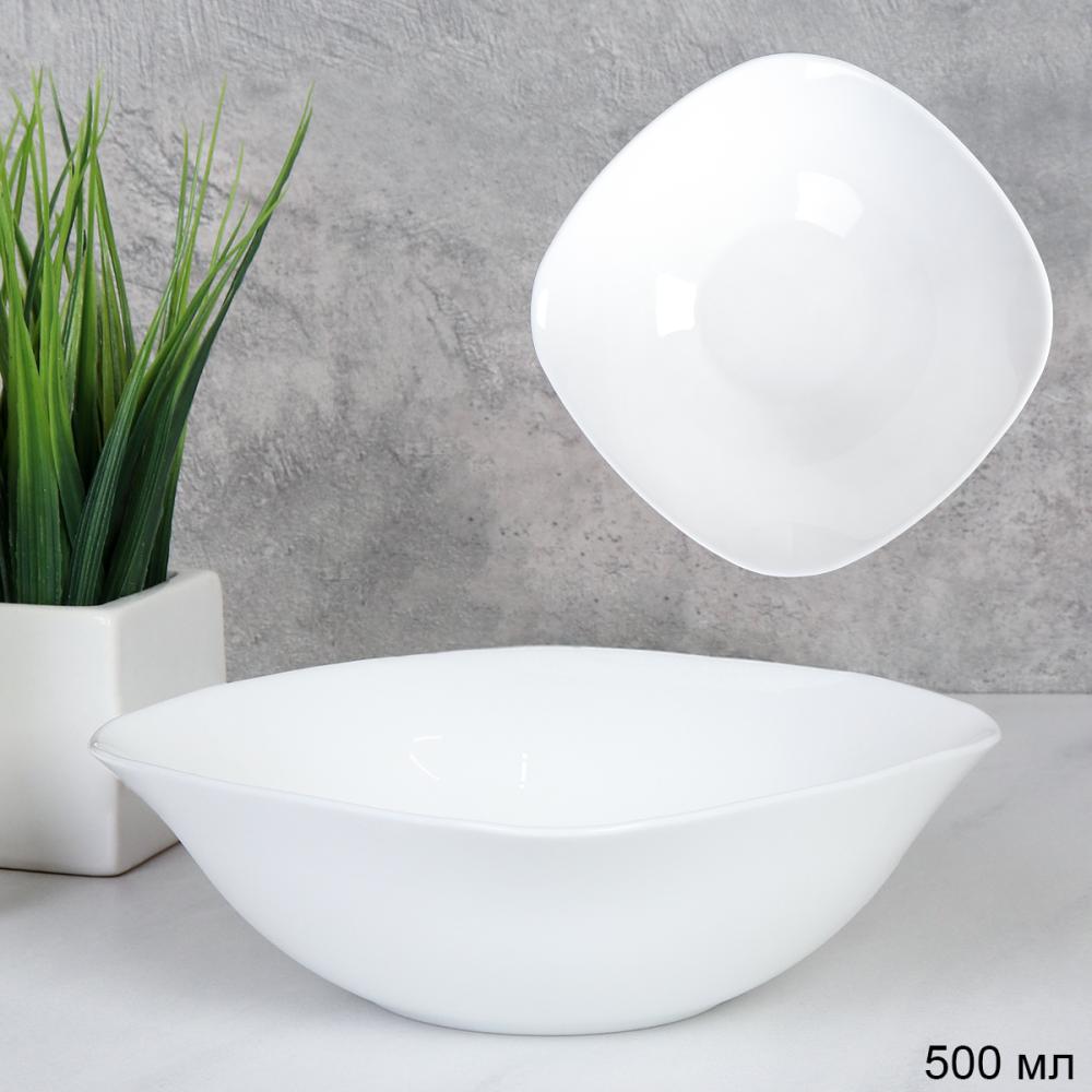 Салатник квадратный 500 мл 165 мм тарелка глубокая белая  KWDR65 (white ) /уп48/