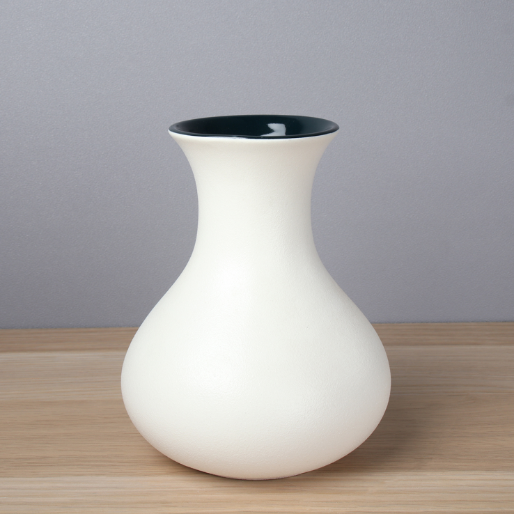 Ваза 18 см Белый с темно-зеленым / WRF-60 /уп 12/ 729159