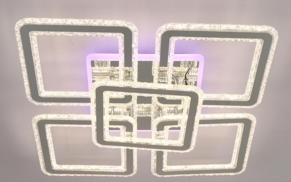 Стационарный светильник / LED-люстра потолочная. Цвет: хром (336W / 595*595*120)" / LED white + yellow3000K~6500K / K26025Cr/4+1 / уп 1