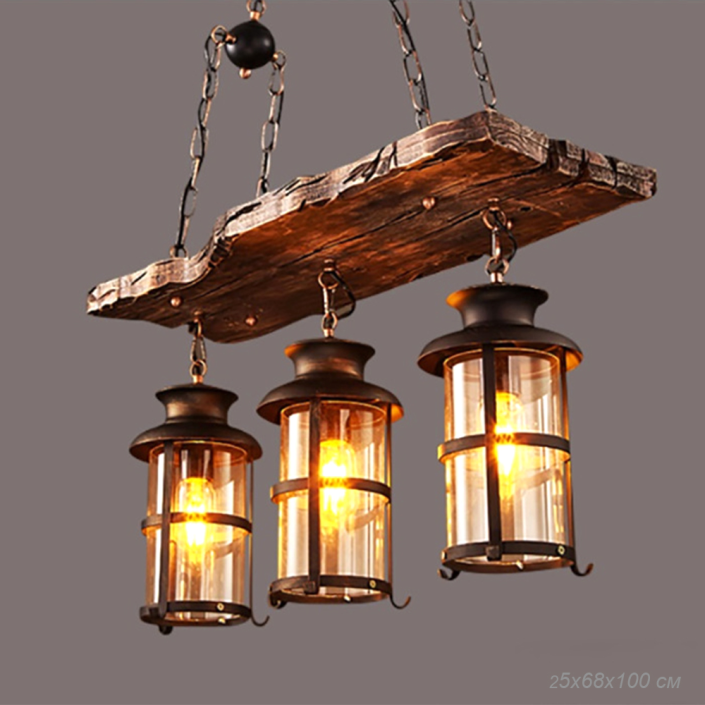 Люстра подвесная 3 лампы (25*100*68 см). В комплекте 3 лампы 5Вт LED, Е27 / Rg11B / уп 1/Лофт