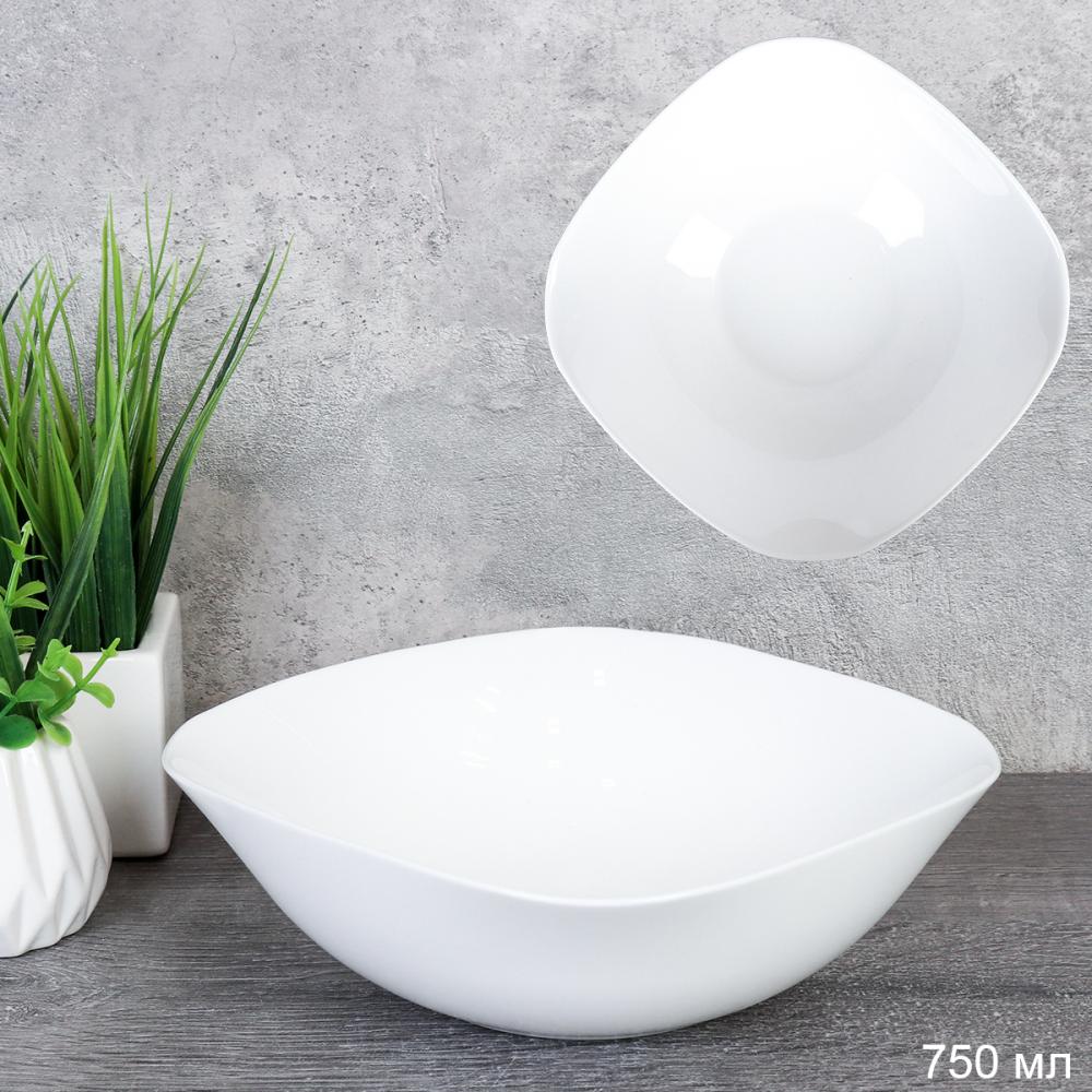 Салатник квадратный 750 мл 190 мм тарелка глубокая белая  LKSW75 (WHITE) /уп 6/36/