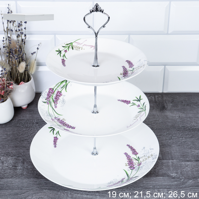 Ваза для канапе 3-х ярусная Евро / FLMLQP75/85/105 (18142-1/уп 12/ Лаванда 737147