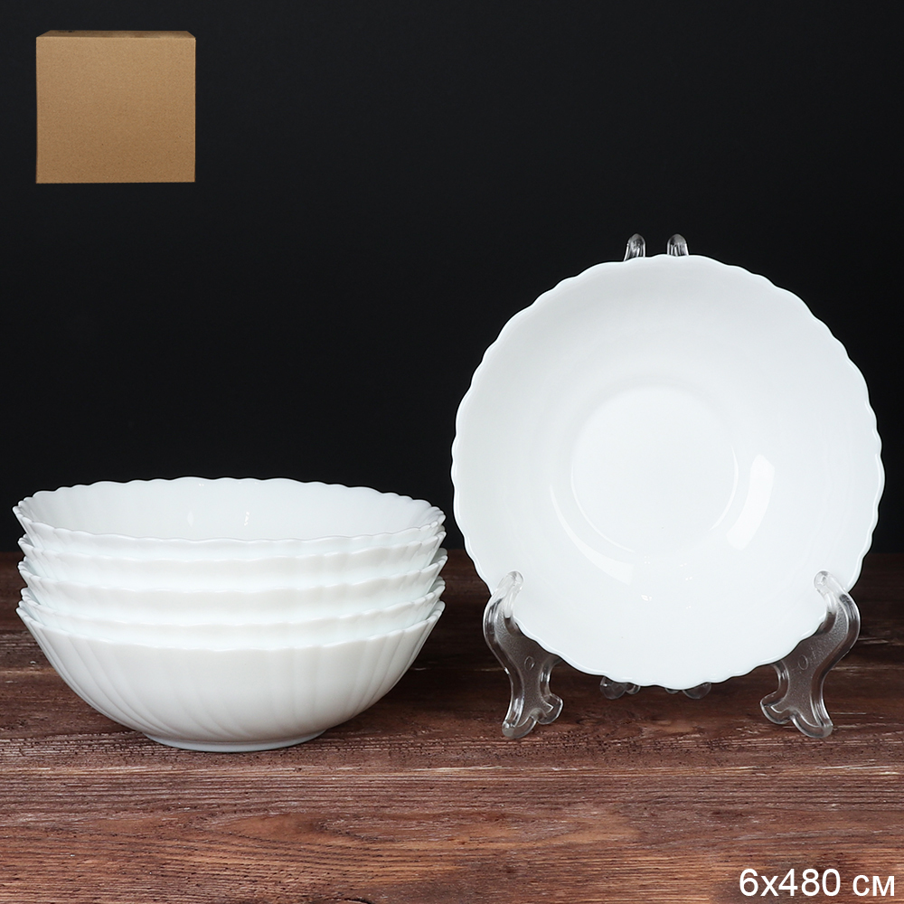 Набор суповых тарелок 6 штук 480 мл Классика Белый  TW-60 (уп72)