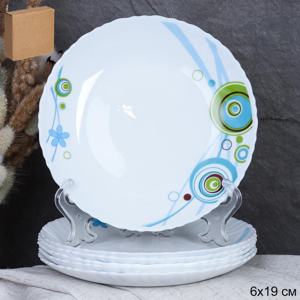 Набор тарелок 6 штук 190 мм / LHP-75XN (6994) /уп 12/ Абстракция бирюза