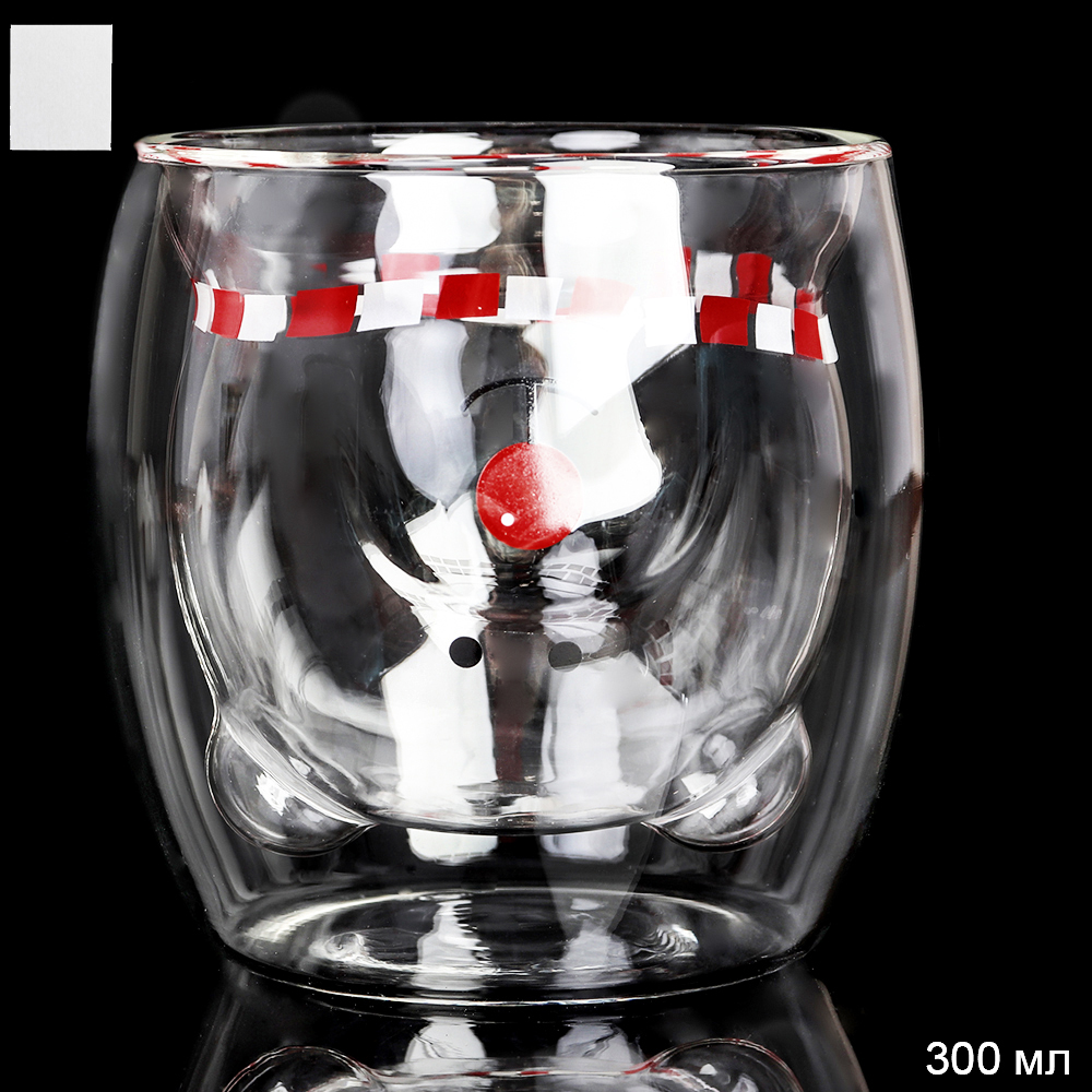 Стакан 300 мл с двойными стенками Мишка с шарфом / LCWB6000 /уп 100/