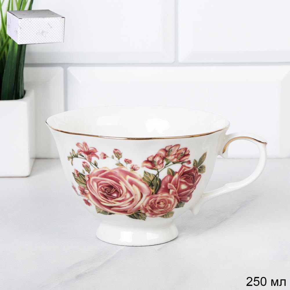 Кружка 250 мл на ножке / RS/12-FY163011P / Костяной Чайная роза