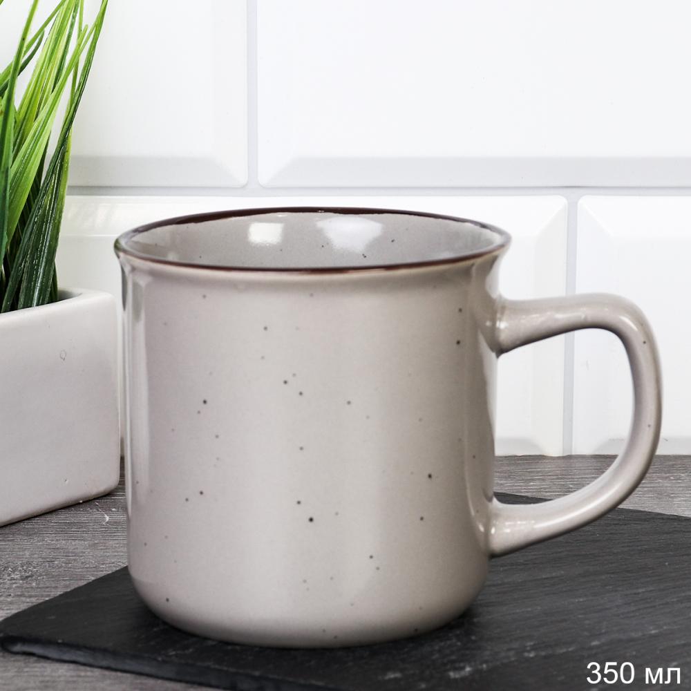 Кружка 350 мл Крапинка Ручная работа  / 20039-10 /уп 12/36/ Бело-серый 2 микс