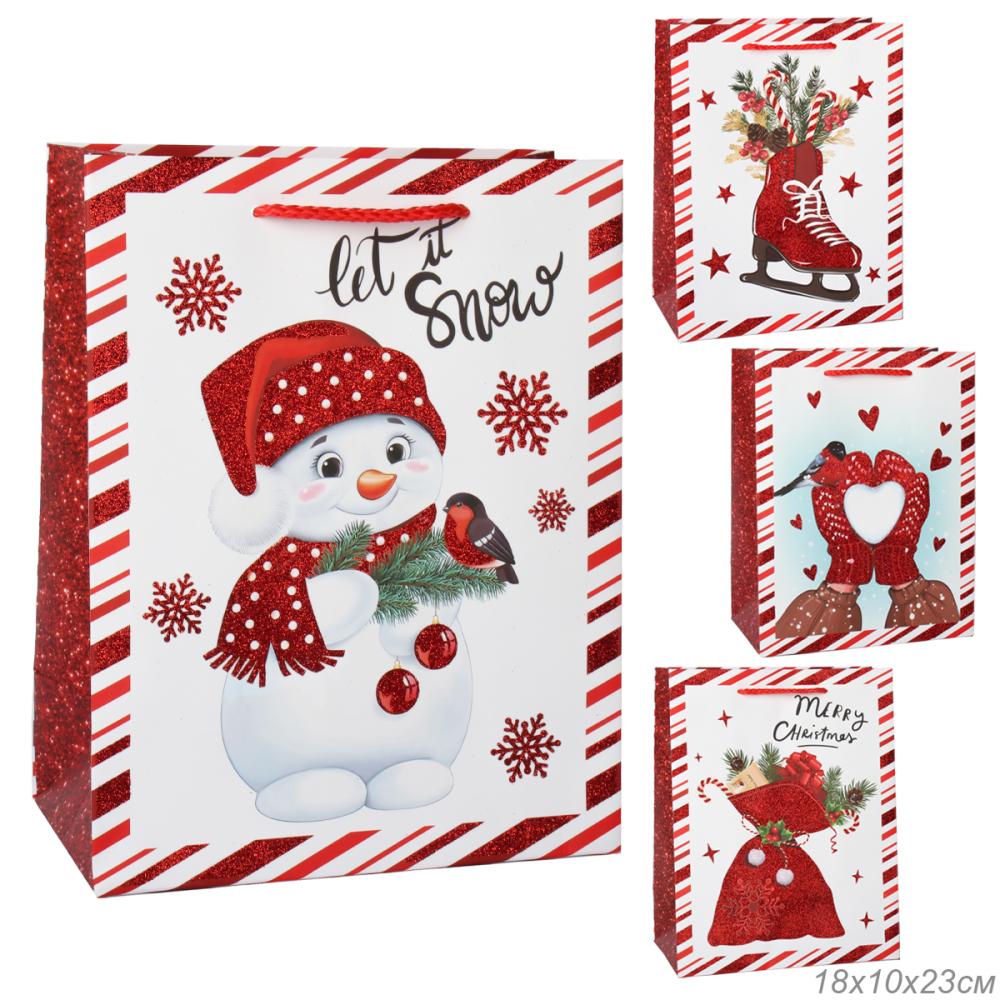 Пакет подарочный 18x23x10см / 3480M /уп 12/720/Новый год