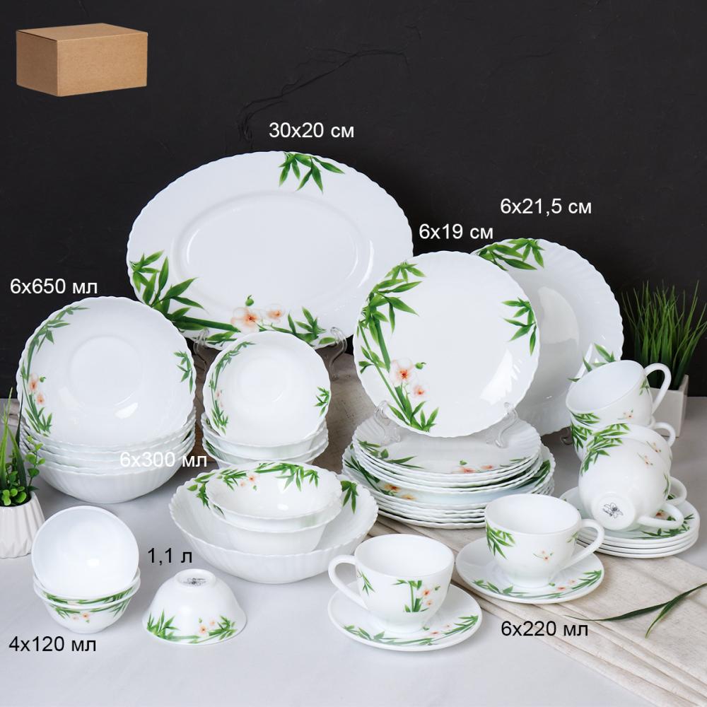 Столовый набор 42 предмета / GRAY 42/4-120/ (6773) /уп 1/ Бамбук