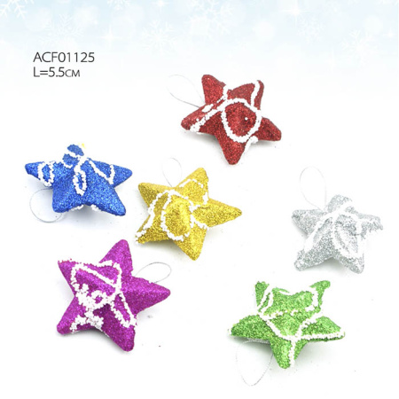 Елочные украшения Звезды 6 штук  / ACF01125 /уп 450/