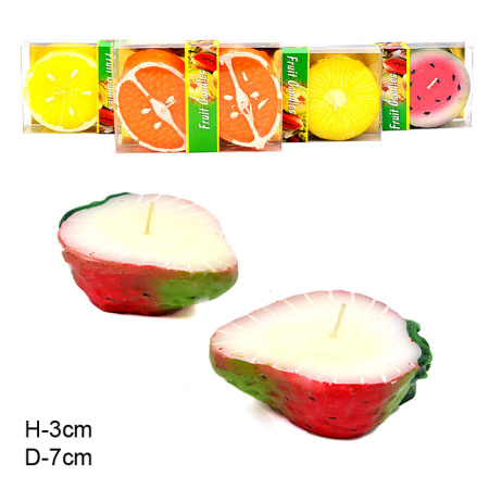 Свеча 2 штуки Фрукты 3х7 см / YE014 /уп/96/