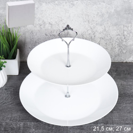 Ваза для фруктов 2-х ярусная Евро Дэй / FLMLQP85/105 (WHITE) /уп 12/