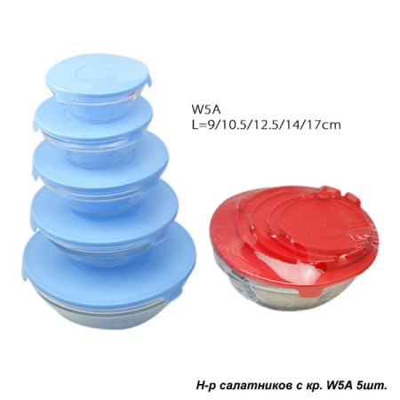 Салатники с крышкой 5 штук / W5A1 /уп 16/