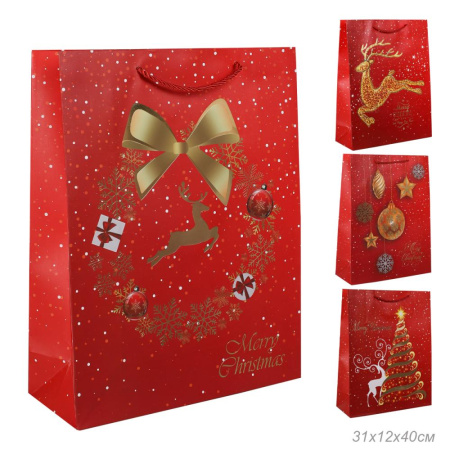 Пакет подарочный 31х40х12 / NG53-2 /уп 12/360/Новый год
