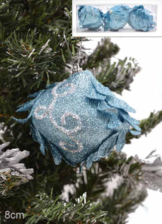 Набор новогодних украшений 3 шт. CQ1334/8 8 см /уп.120/голубой