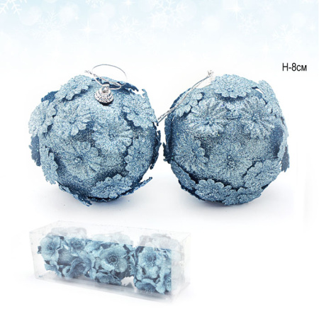 Елочный шар 3 штуки 8 см голубой АКЦИЯ / CQ13205/8 /уп.120/