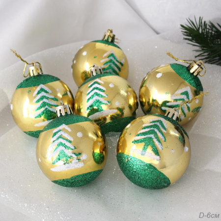 Елочные шары 6 штук 6 см / H011 /уп 120/ (50)