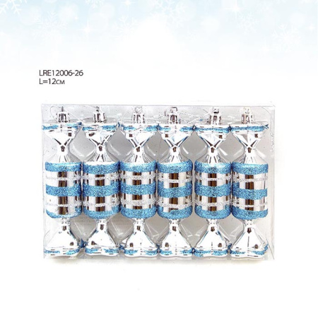 Елочные украшения Конфеты 6 штук  12 см/ LRE12006-26#120 /уп 180/голубой