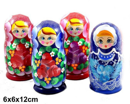 Матрешка Цветы 5 мест 12см / 855 /