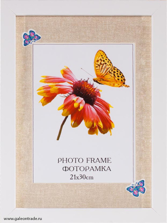 Фоторамка  21x30 объемная с паспарту / 8215/ XY2104W-100/ две бабочки